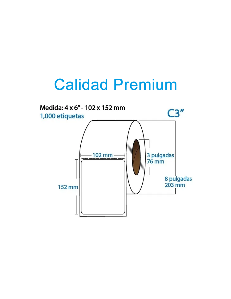 Etiquetas Industriales Térmicas Directas 4X6 Pulgadas (102X152 Mm) Rollo Con 1000 Piezas