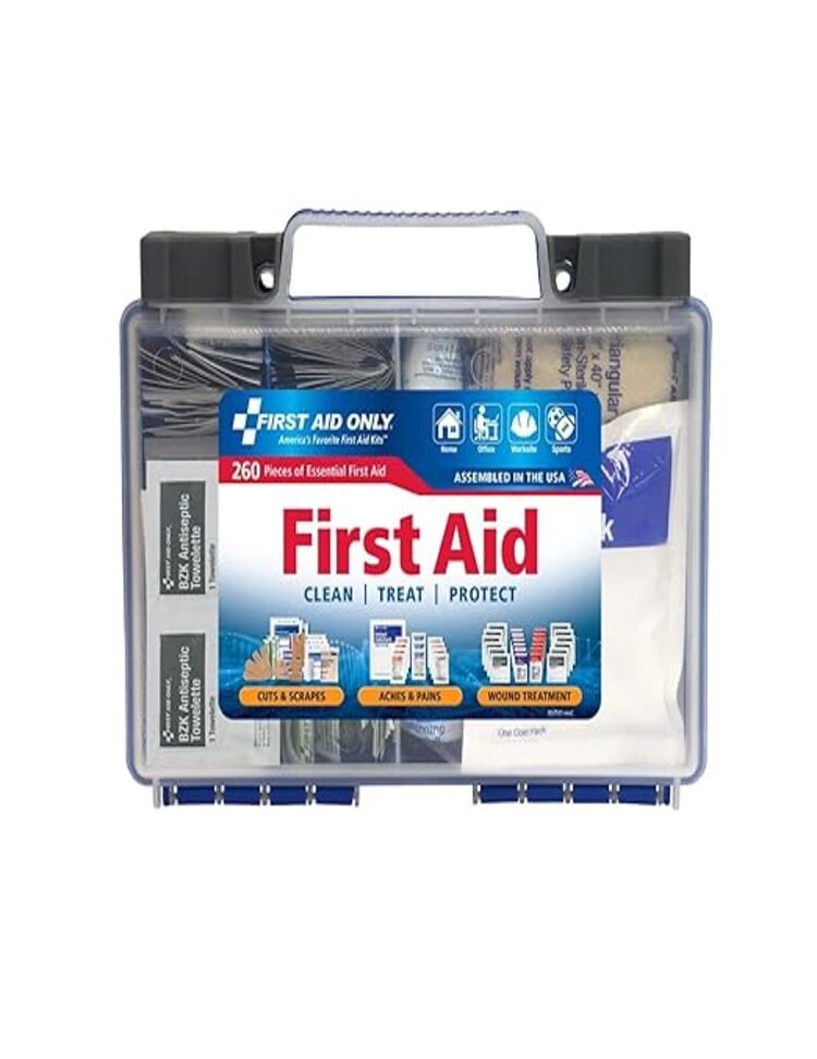 First Aid Only 91248 Botiquín De Primeros Auxilios Compatible Con OSHA, Kit De Primeros Auxilios De Emergencia Para 50 Personas Para Negocios, Lugar De Trabajo, Hogar Y Automóvil, 260 Piezas